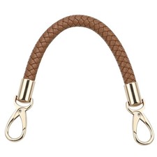 Short PU Leather Purse Straps Replacement 11.8 Inch Braided Handles Brown Set