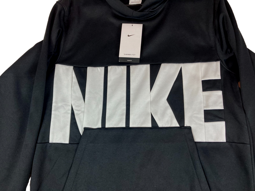 Nike Therma Fit Sweatshirt Mens Size Small Hoodie Black Spell Out Logo Retro Y2K - Picture 7 of 13