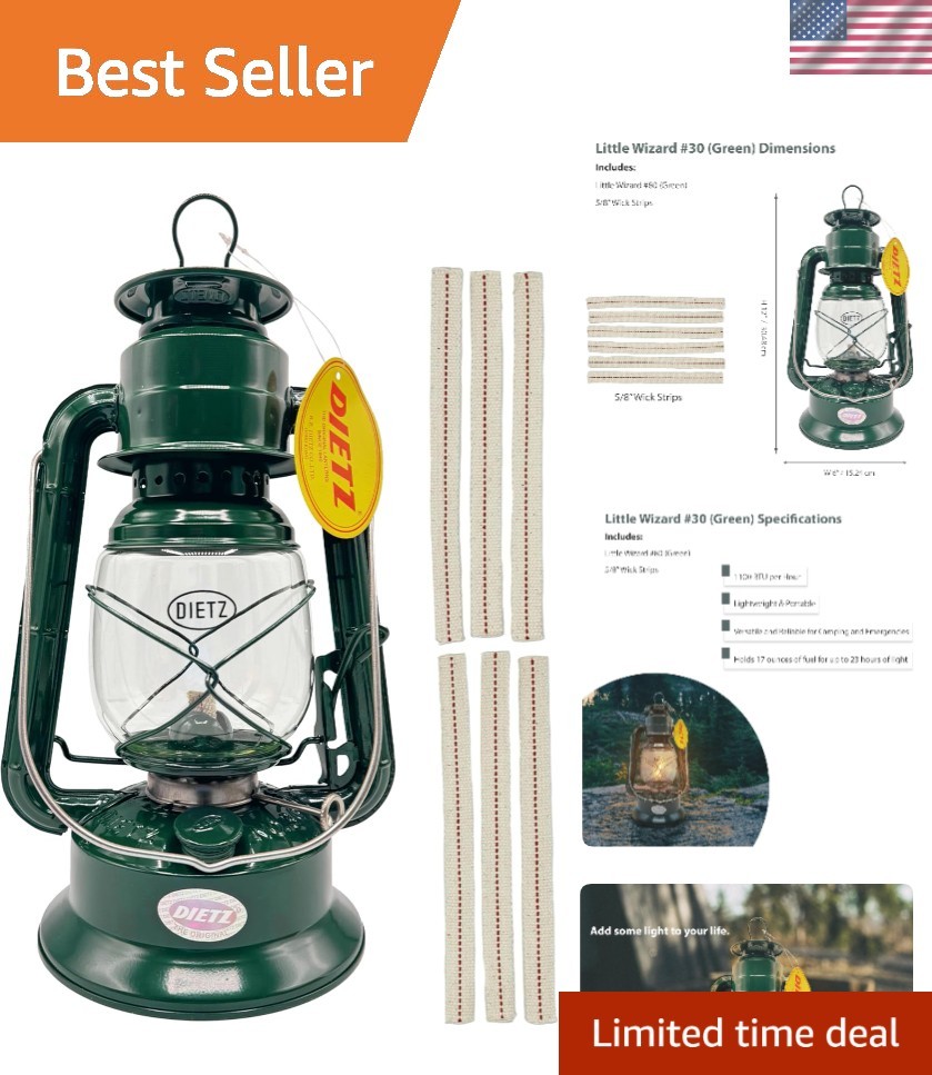 Dietz Little Wizard Green Oil Lantern with 5/8