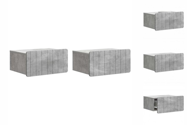 Nachttisch HäNgend 2Er Set Nachtschrank Betongrau 49X34,5X24 Cm-image