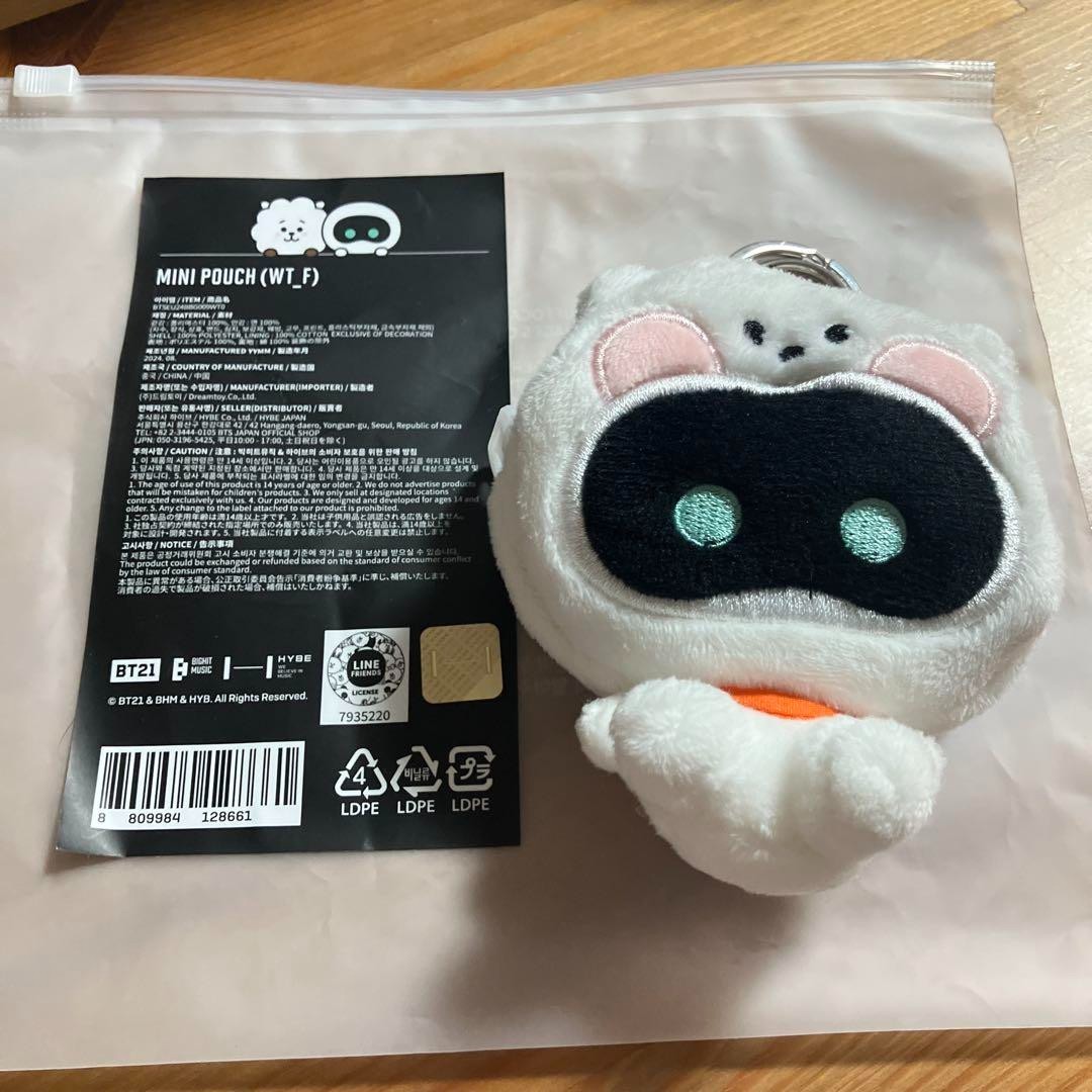 BTS Wootteo x RJ Mini Pouch (White) Official MD Jin BT21