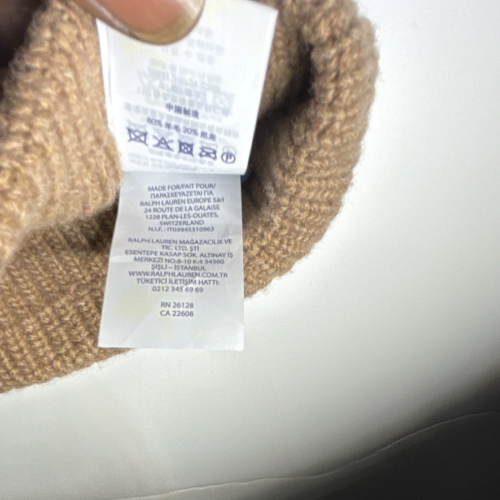 Polo Ralph Lauren Beige Adjustable Knit Beanie Hat Polo Pony Classic Designer thumbnail 3