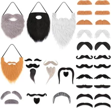 Syhood 32 Pcs Fake Mustaches Halloween Self Adhesive Beard Moustache... 