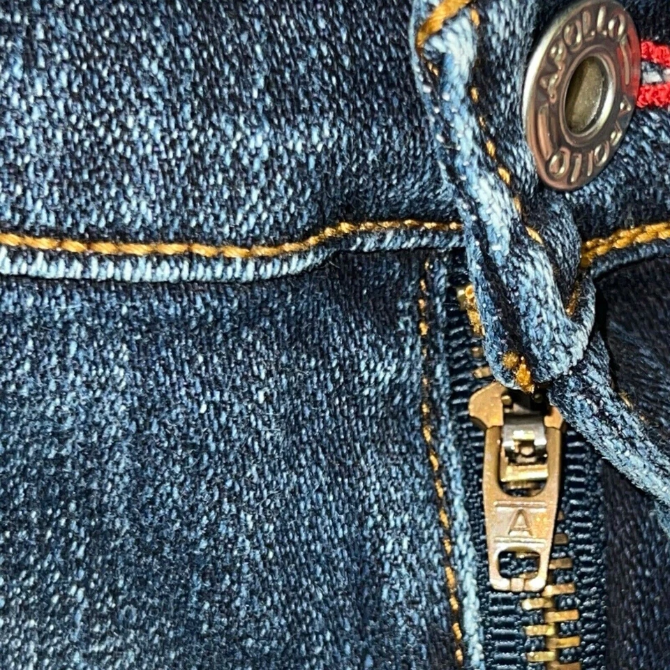 Pantalones de mezclilla Apollo para mujer 9/10 azul tiro medio corte bootcut Y2K bordado occidental Foto 4 de 4