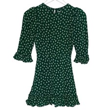 Reformation Doutzen Mini Dress 0 Chive Green Cocktail Ditsy Floral Wedding Guest