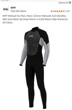 KMT Wetsuit for Men Mens 3/2mm Wetsuits Full Ultraflex Wet Suit Back Zip Size XS