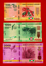 BURUNDI 2023 UNC NOTES 500 Francs (P-50), 1000 Francs (P-51) & 2000 Francs P-52