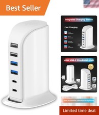 Compact USB Charging Station - 4 USB-A  2 USB-C Ports for Quick Power-Up