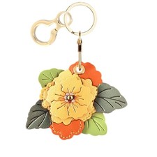 Leather Keychain Holder Case Compatible with AirTag,Cute Begonia Flower B
