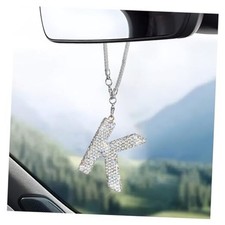 Bling Initial Car Rear View Mirror Ornament, Crystal Sparkling Cute Letter K