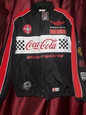 Vintage-Inspired Coca-Cola Motorsports Racing Jacket – Black/Red