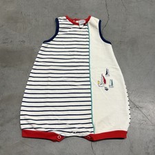 Vintage Baby Dior Boys 24 Months Blue Nautical Sailing Striped Lighthouse USA