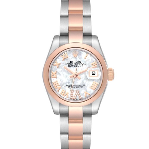 Rolex Datejust Steel Rose Gold MOP Diamond Dial Ladies Watch 179161 Box Card