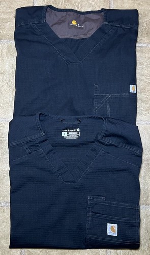 Menge 2 Carhartt Scrub Tops Herren klein modern fit schwarz Ripstop Utility Taschen