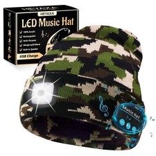 USB Rechargeable 4 LED Wireless Bluetooth Beanie Hat Music Headlamp Cap