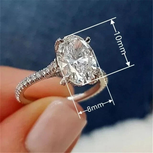 3Ct Oval IGI Certified Lab Grown Diamond Wedding Ring 950 Platinum - Picture 2 of 7