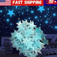 100Pcs Glow in Dark Stars Stickers 3D Luminous Kids Room Ceiling Dec