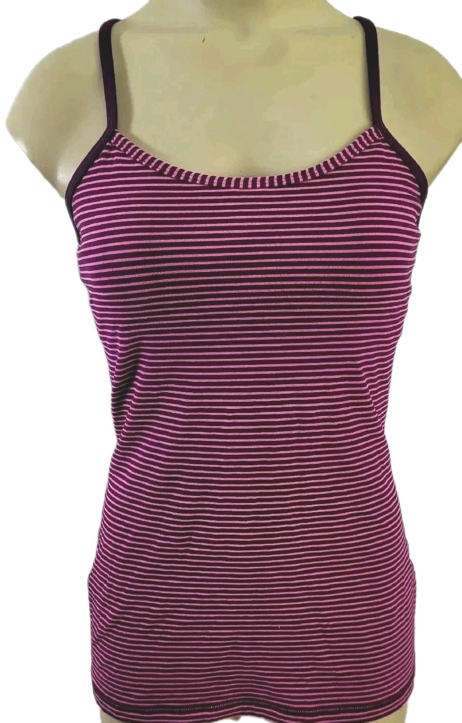 Lululemon 6 Power Y Tank Luon Light Hyper Stripe Raspberry Glo Plum no dot