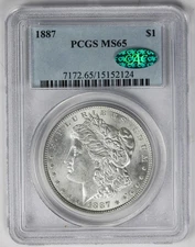 1887 Morgan Dollar Silver $1 MS 65 PCGS CAC Approved