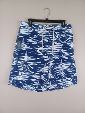 NWT Polo Ralph Lauren Board Shorts Swim Trunks Blue Sharks Print AOP Mens Medium