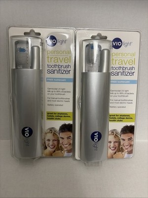2x Vio Light Travel Deluxe Ultraviolet Toothbrush Sanitizer VIO200 NEW