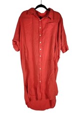 Universal Thread Womens Shirtdress Crinkle Cotton Beach Minimalist Comfort L 