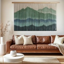Extra Large Macrame Wall Hanging Dip-Dyed Tapestry Modern Wooden Home Wall Ar...