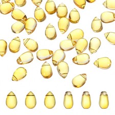 Teardrop Czech Glass Beads, 50 Pcs Bohemia Beads, Yellow, 6x9mm