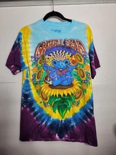 Liquid Blue Y2K Grateful Dead Inspiration TyeDie Tshirt Sz M Bears Sunflowers 06