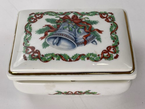 Heritage House Melodies of Christmas Silver Bells Trinket Music Box Vtg 1985 - Picture 1 of 7