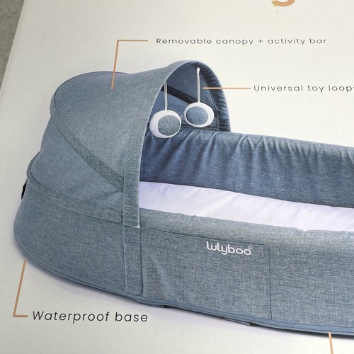 Lulyboo Indoor Outdoor Stubenwagen für 0-9 Monate Denim zum Rucksack umbaubar - Bild 15 von 20