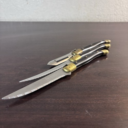 Laguiole INOX Grill Black Bee Serrated Stainless Steel - 2 Knives & 1 Peeler Set - Picture 2 of 11