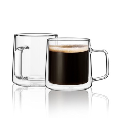 CNGLASS 10oz Glass Coffee Mugs,Double Wall Insulated Glass Mugs with Handle,C...