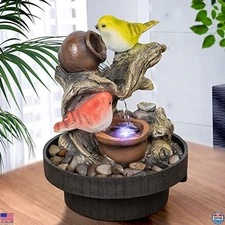 Ferrisland Indoor Tabletop Water Fountain - Elegant Waterfall, LED Light, Feng