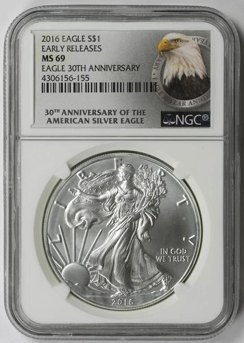 2016 American Silver Eagle 30th Anniversary $1 MS 69 NGC Early Releases