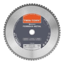14" 72 Teeth Dry Cut Steel and Ferrous Metal Cermet Saw Blade with 1-Inch Arbor