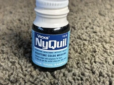 Vintage 60s Vicks NyQuil Medicine 1 oz Glass Bottle Sealed Trial Size 1960s Rare