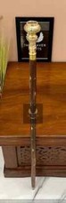 Vintage Brass Telescope Top Wood Walking Stick Cane Compass Antique Gift Parents
