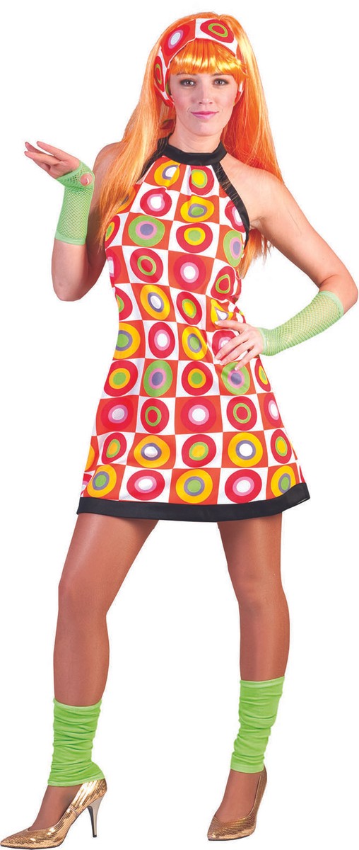 orange gogo dress 60s Orange Mod Mini Dress Retro Floral Turtleneck GoGo Dress Orange / XXL