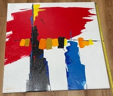 YUAN GUO JIAN signed ABSTRACT OIL PAINTING CANVAS CONTEMPORARY CHINESE ART