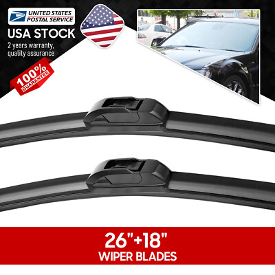 Clean Smooth 26''+18'' Front Car Wiper Blades Double Rubber Brushes Windscreen