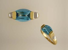 18 KT GOLD OVER STERLING SILVER BLUE TOPAZ RING-10