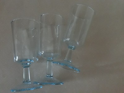 Lot 3 Star Sapphire by Duz Crystal Blue Tinted Water Goblets glasses FREE SHIP
