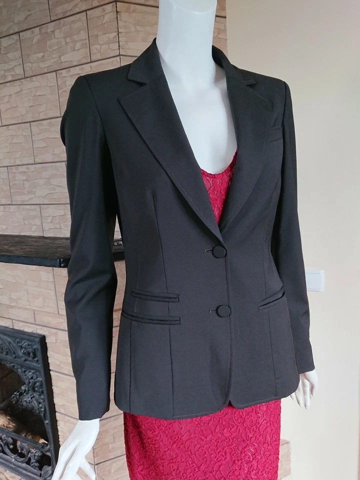 BALLY роскошный костюм Blazer куртка шерстяная смесь с подкладкой черный FR 38 IT40 US6 UK34 Италии - Изображение 2 из 4