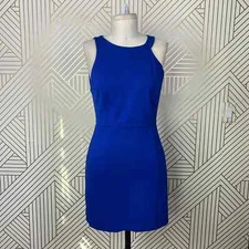 HALSTON Heritage Sleeveless Ponte Knit Mini Dress in Cobalt Blue Size US 2