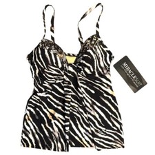 Miraclesuit Tankini Size 8 Black  White Zebra Print NWT