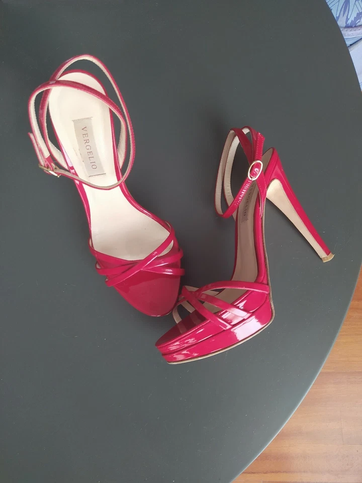 Sandali rossi Vergelio vernice cinturini tacco a spillo 37  - Immagine 3 di 4