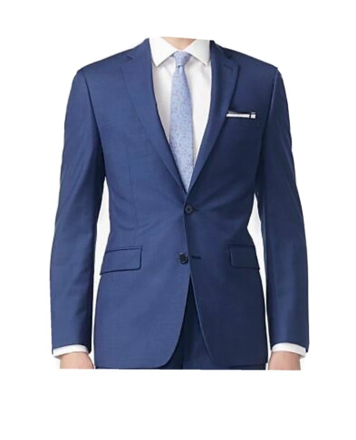 Calvin Klein Mens Stretch 100% Wool Blazer Blue Jacket Sport Coat 42S $450  | eBay