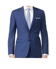 Calvin Klein Mens Stretch 100 Wool Blazer Blue Jacket Sport Coat 42S 450