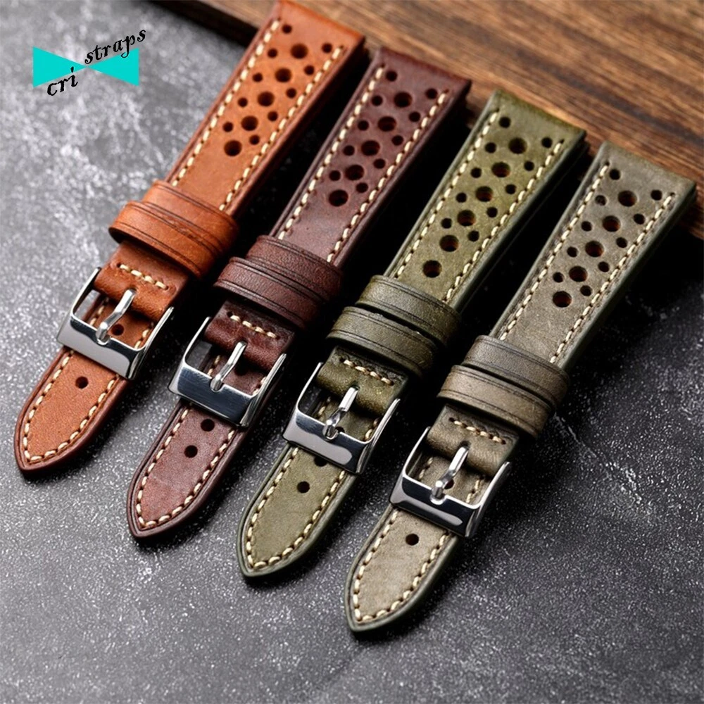 Cinturino Orologio In Vera Pelle Da 22 Mm Per Fibbia Marrone - Foto 8